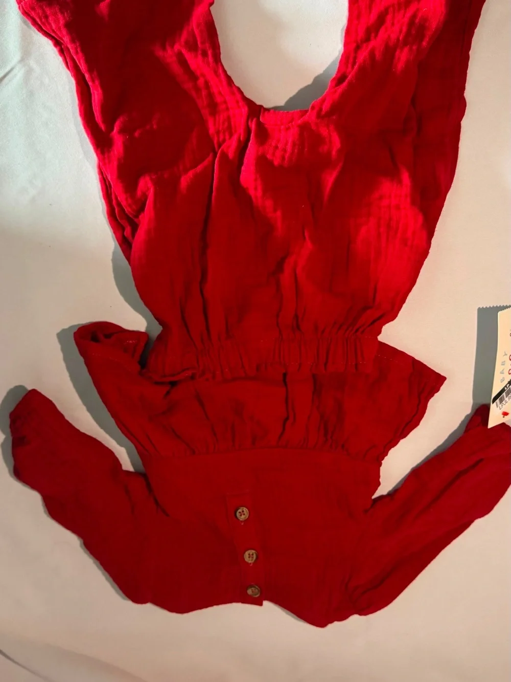Cat & Jack Bright Red Girls' Button-Front Romper